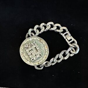 Silver Chain Bracelet with Round Pendant